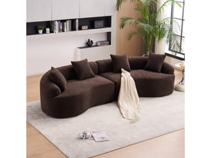 Canapé droit compressé fixe <strong>MODFU</strong> <strong></strong> 4 places Tissu marron foncé