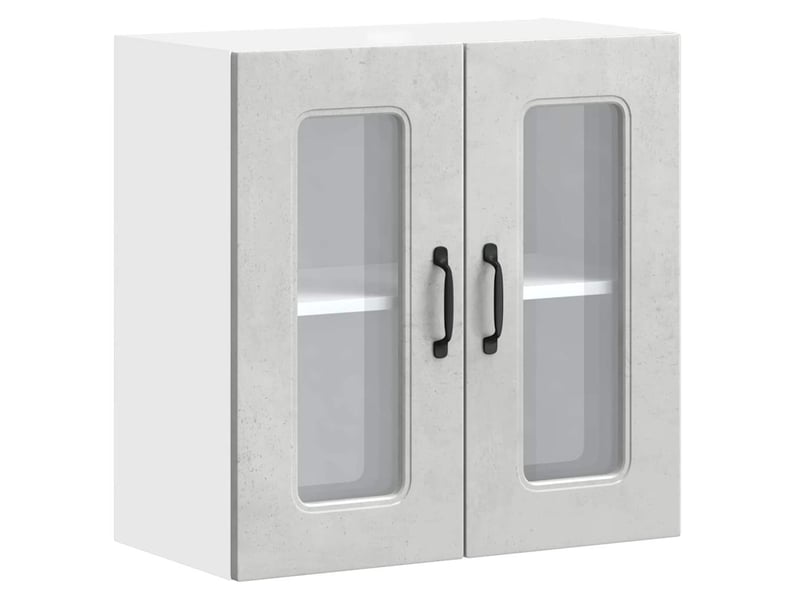  Armoire murale de cuisine avec porte en verre kalmar gris béton shl434  - Conforama A