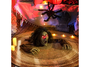 Décoration d'halloween animée, activation sonore, yeux lumineux rouges, à piles, marron, 140 × 60 × 20 cm