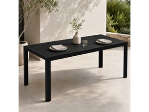 Table de jardin rectangulaire noire 190 x 84,5 x 72 cm, cadre aluminium et plateau composite résistant