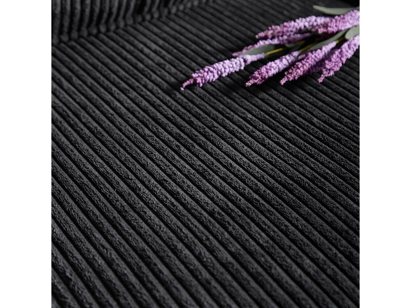  Canapé droit 3 places noir tissu côtelé avec rangement intégré et porte-gobelets design salon moderne  - Conforama E
