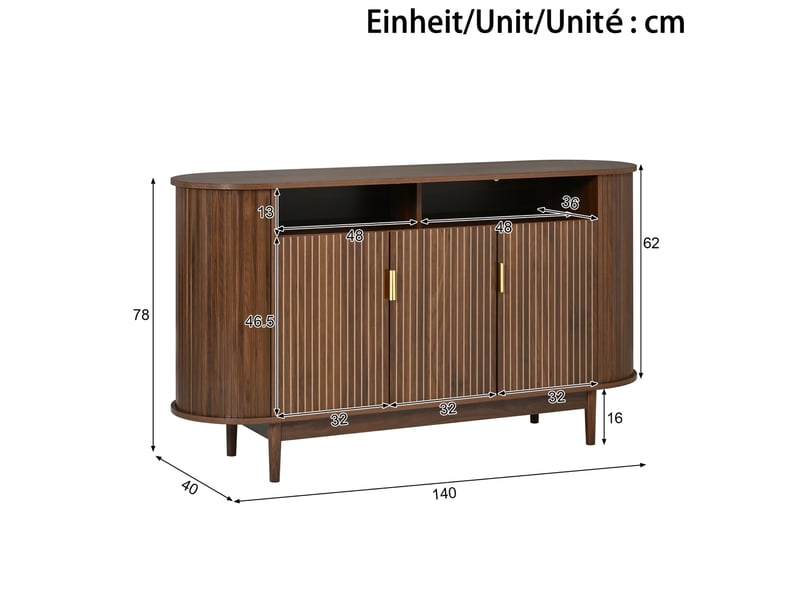 Buffet bas 3 portes avec rangement 140 cm evryae - Conforama E