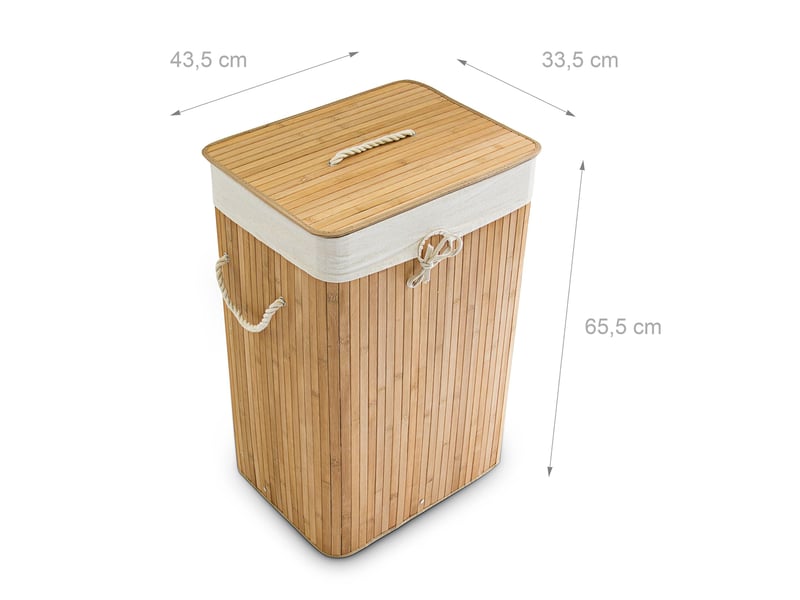  Panier à linge rectangulaire pliable avec poignées ventilation 65,5 x 43,5 x 33,5 cm en bambou naturel 13_0005749  - Conforama B