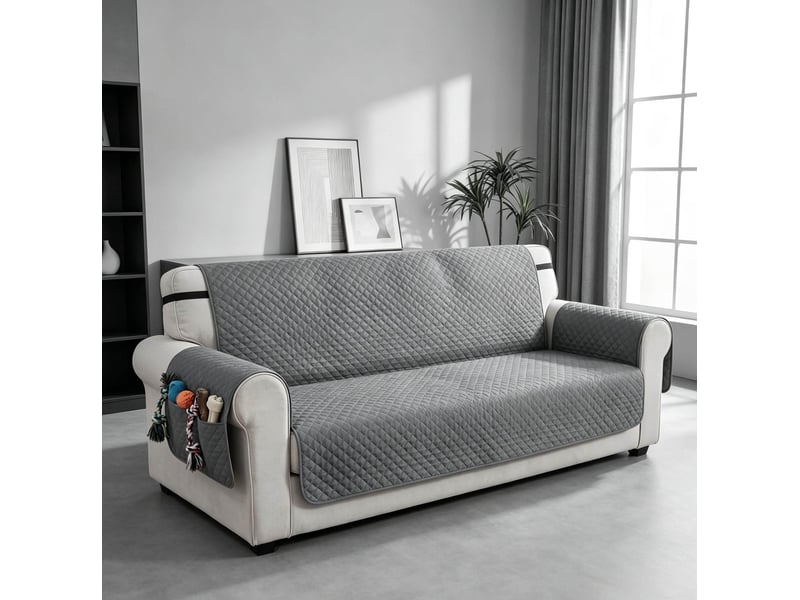  Housse de protection pour canapé 3 places 306x177 cm imperméable antidérapante gris  - Conforama B