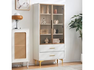 Vitrine coloris blanc 3 étagère(s) <strong>MEULVA</strong> <strong></strong> - 70 cmx150 cm