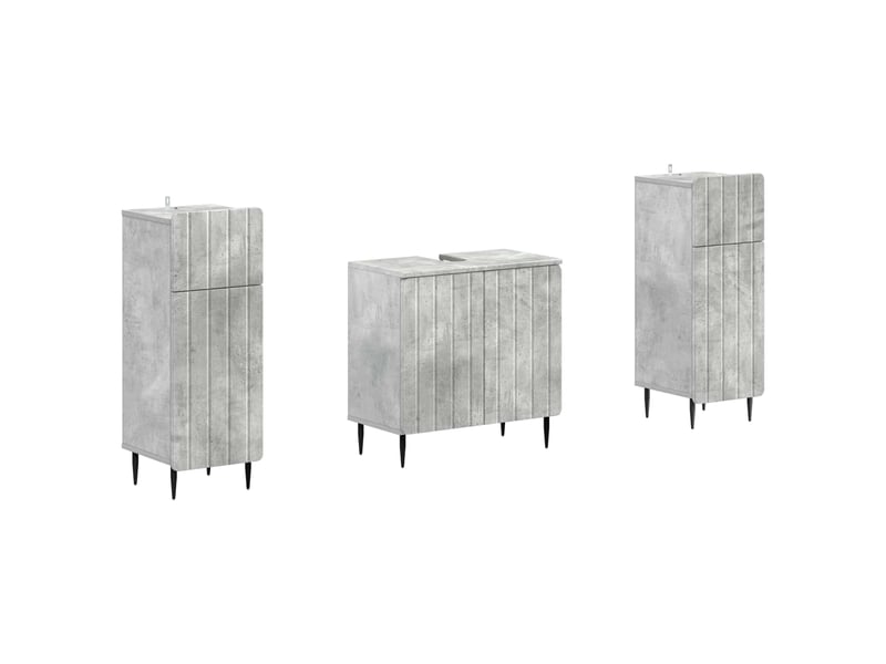 Ensemble de meuble de salle de bain 3 pièces zwolle gris béton cf63547 - Conforama A