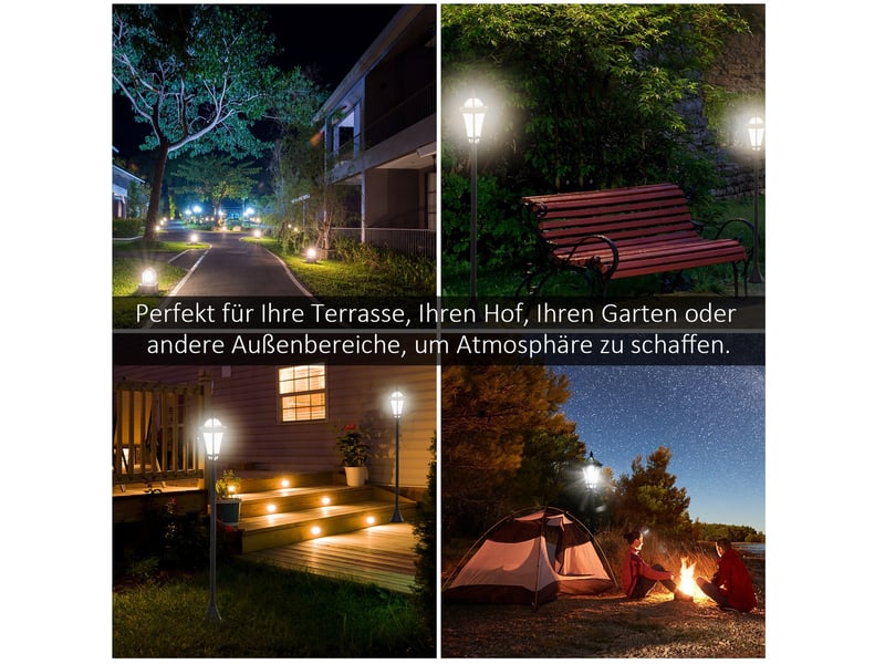  Lot de 2 lampadaires solaires led 18,5x18,5x129 cm ip44 noirs  - Conforama E