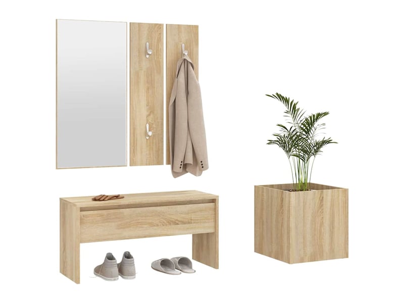  Ensemble de meubles de couloir chêne sonoma bois d'ingénierie shl62747  - Conforama D