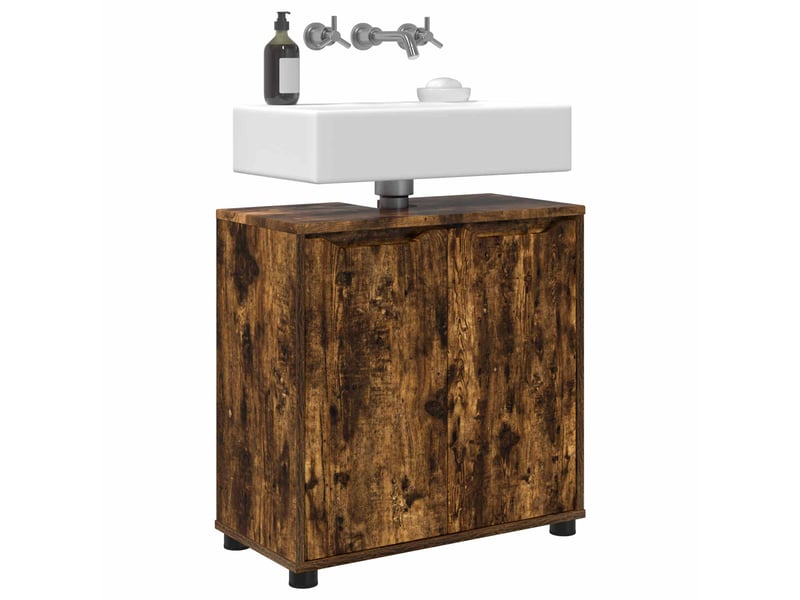  Armoire de lavabo de salle de bain chêne fumé 60x30x60 cm  - Conforama C