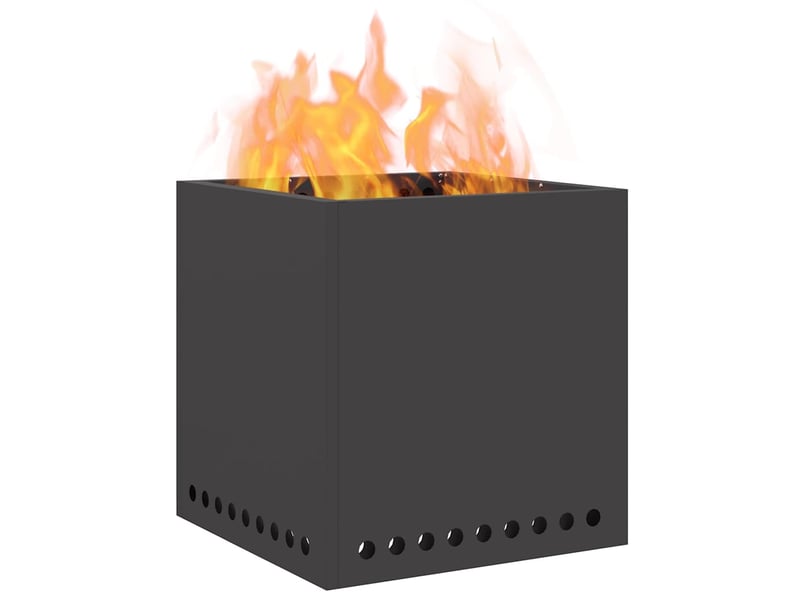 Brasero exterieur, foyer sans fumée noir 48x48x50 cm acier patiné - Conforama C