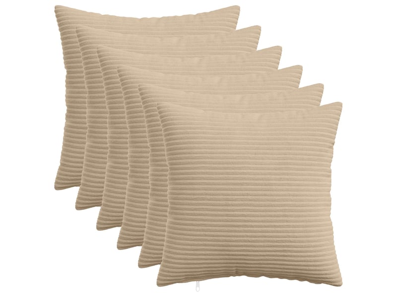  Lot de 6 housses de coussin heerlen taupe 50 x 50 cm velours côtelé cf49941  - Conforama B