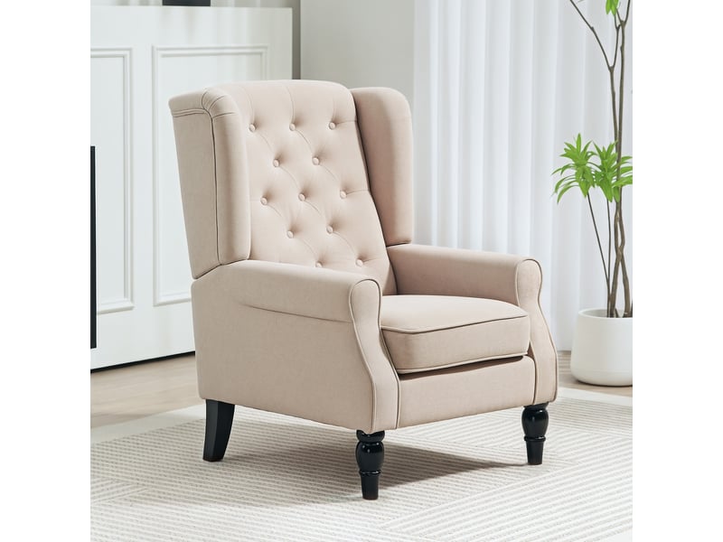  Fauteuil de salon, siège de salon, polyester, 74x87x102cm, beige  - Conforama D