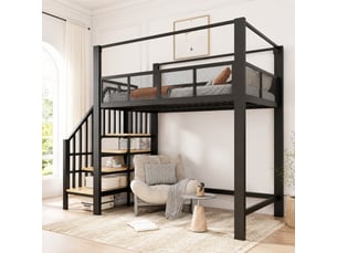 Lit mezzanine 90x200 cm <strong>HAUSS SPOLE</strong> <strong></strong> coloris noir