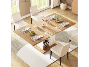 Table à manger extensible 110-140 x 80 cm – blanc et naturel – 4 à 6 personnes