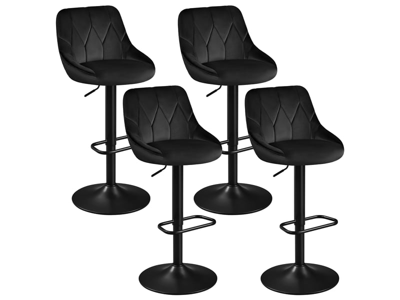 Lot de 4 chaises hautes pivotantes en velours avec hauteur réglable et base antidérapante 593510 Black(2pcs)*2 - Conforama A