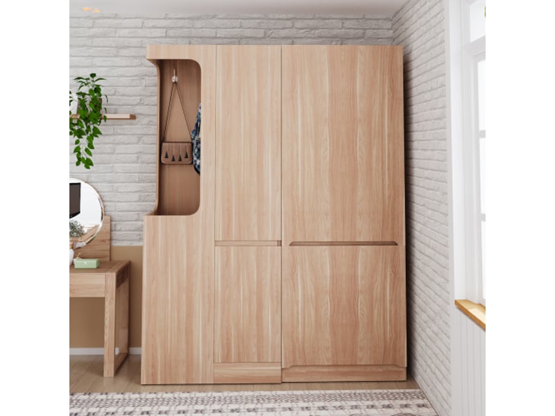  Garde-robe xxl 140x40x170 cm – tiroirs, rangements, penderie ouverte, bois côté gauche  - Conforama B