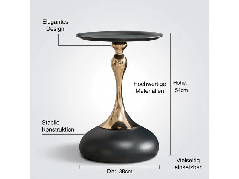  Table basse 38 cm table de salon ronde noire format rond base en métal coloris noir petit format style moderne table d'angle  - Conforama C