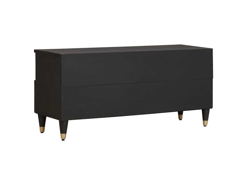  Meuble tv - banc tv - meuble de rangement noir 100 x 33 x 46 cm bois de mangue massif  - Conforama E