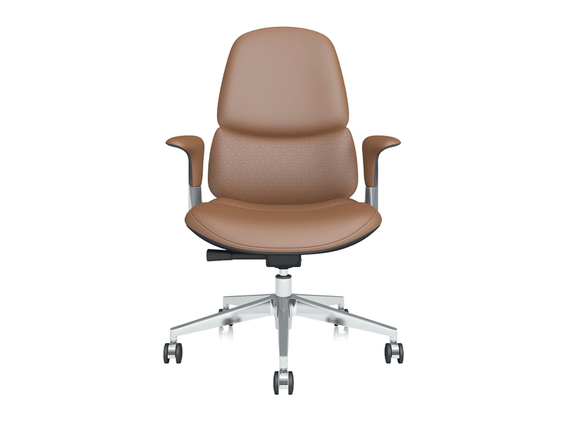  Chaise de bureau mi-dossier 69 x 70 x 105 cm marron, réglable avec inclinaison verrouillable et accoudoirs  - Conforama A