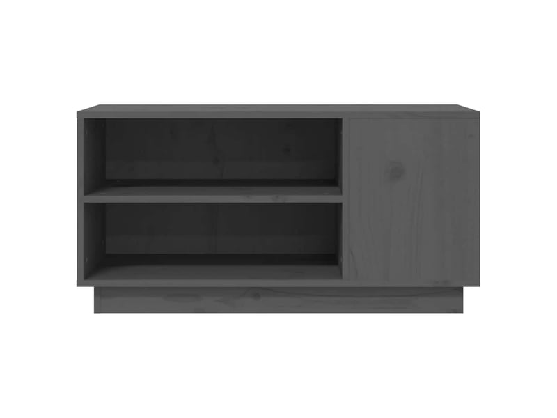  Meuble tv - banc tv - meuble de rangement gris 80x35x40,5 cm bois de pin massif  - Conforama E