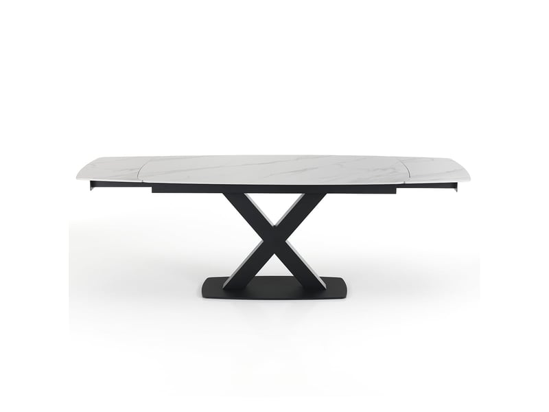 Table extensible en céramique effet marbre 90x160-230cm boyle marble - blanc - Conforama D