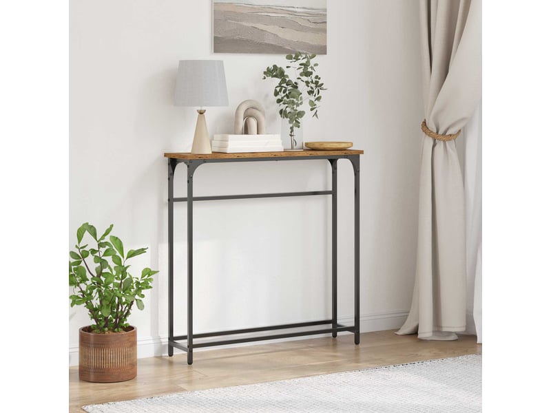  Table console - table d'appoint - table d' entrée bois ancien 75 x 19,5 x 75 cm bois d'ingénierie  - Conforama B