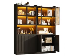 Vitrine coloris noir 10 étagère(s) OKWISH  - 160 cmx200 cm
