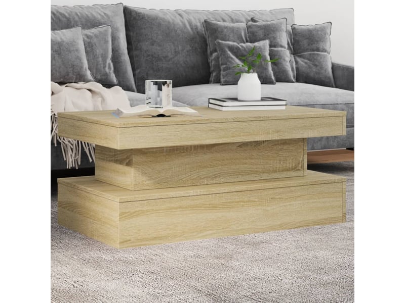  Table basse | table d'appoint salon avec lumières led chêne sonoma 90x50x40 cm shl9050  - Conforama B