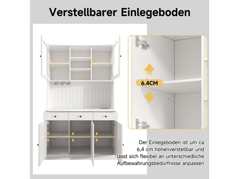  Buffet haut,120x40x191 cm,avec rangement,panneaux de particules,blanc  - Conforama E