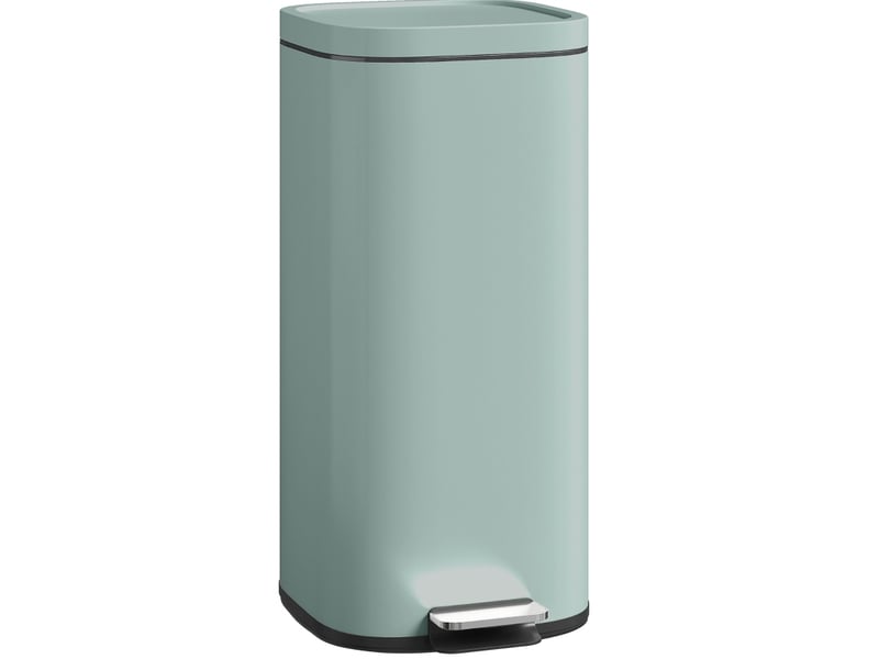 Poubelle cuisine 30 l à pédale en métal vert, fermeture douce - Conforama A