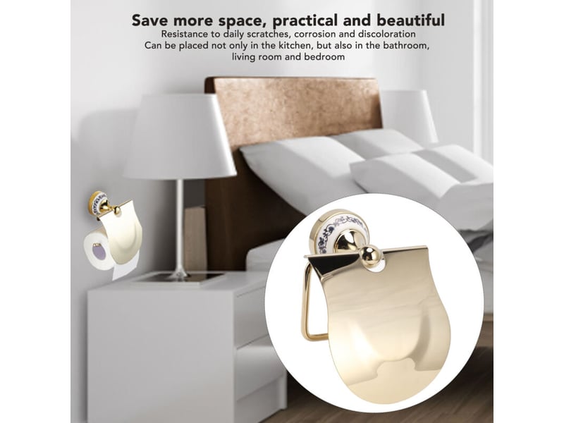  Porte-papier toilette doré vintage, en acier inoxydable fin, pour salle de bain et cuisine  - Conforama C