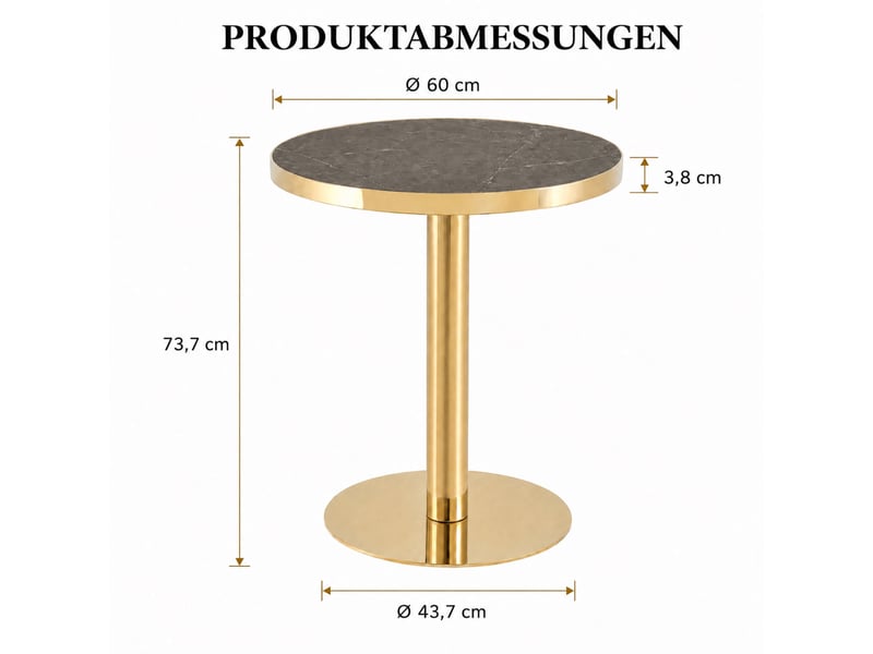  Table d'appoint ronde 60 x 60 cm en mdf gris et or  - Conforama C