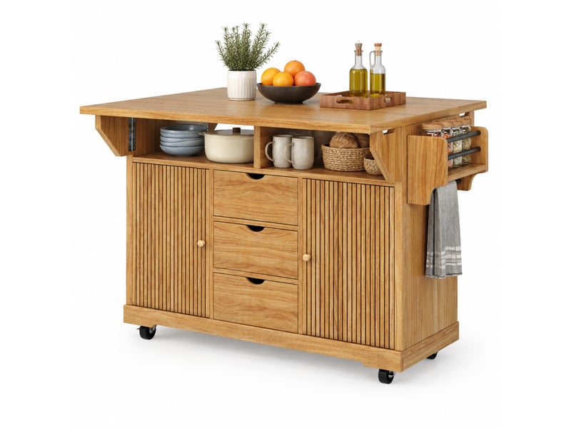 Desserte de cuisine,142.5x80x95 cm,3 tiroirs,mdf,marron foncé - Conforama A