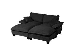 Canapé d'angle, canapé modulable, en chenille, noir, style cloud, mobilier pour espace de vie, pour salon et séjour
