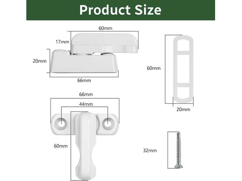  Poignée de fenêtre, 2pcs poignée fenetre en aluminium, poignee porte bloque fenetre  - Conforama B