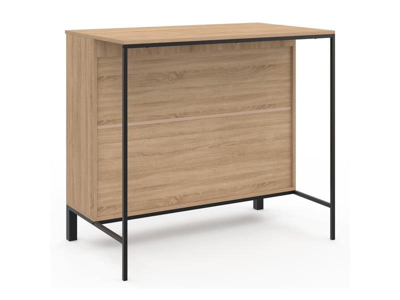Table de bar îlot cina 100 cm bois noir et plateau façon hêtre  - Conforama D