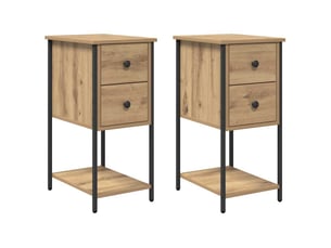 Table de chevet - cabinet de chevet - table de nuit 2 pc chêne artisanal 32 x 42 x 70 cm