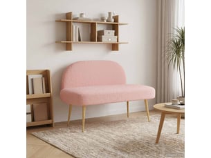 Banc rembourré, banc de lit avec dossier rose 110x60x76 cm bouclé