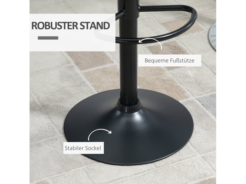  Tabouret de bar lot de 2 réglable en hauteur et pivotant à 360°, avec dossier en similicuir noir  - Conforama E