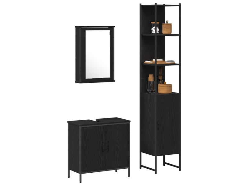  Ensemble de mobilier de salle de bain 3 pc noir cf64414  - Conforama C