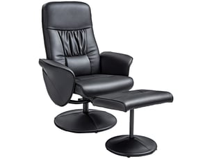 Ensemble fauteuil 2 pièces, fauteuil avec repose-pieds, fauteuil inclinable avec repose-pieds, réglable en hauteur, dossier inclinable, noir