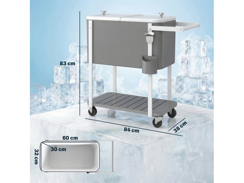  Desserte réfrigérante 84x38x83 cm mobile gris  - Conforama C