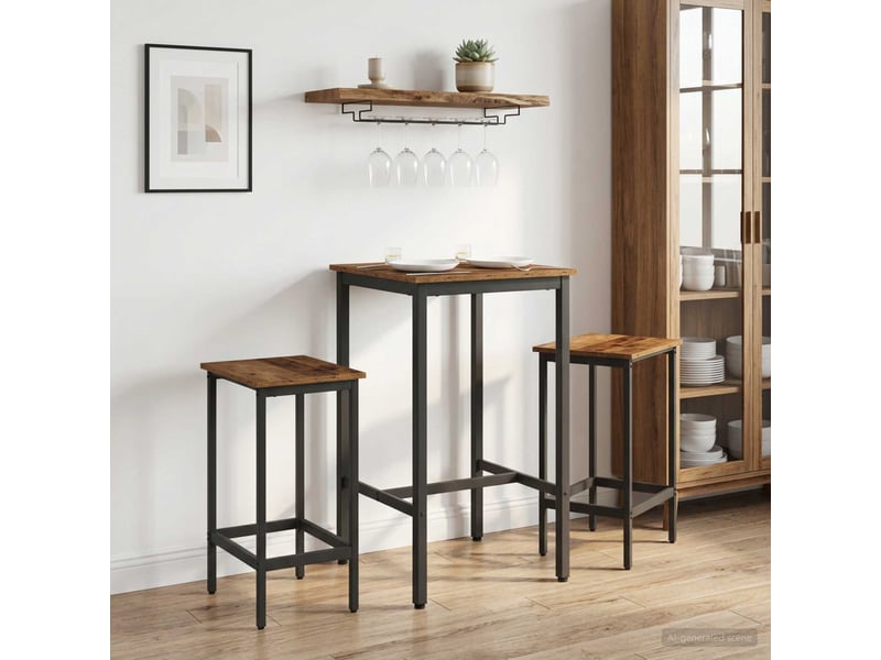  Lot de 2 tabouret de bar, chaise de bar bois ancien 40x32x74 cm shl79277  - Conforama B