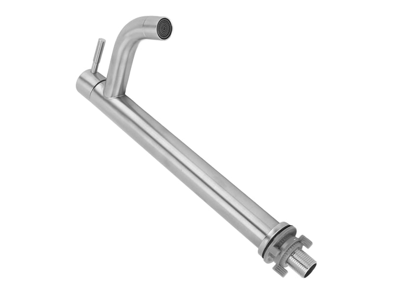 Robinet de cuisine à eau froide simple en acier inoxydable, robinet de salle de bain à trou unique pour maison, appartement, haut et courbé - Conforama E