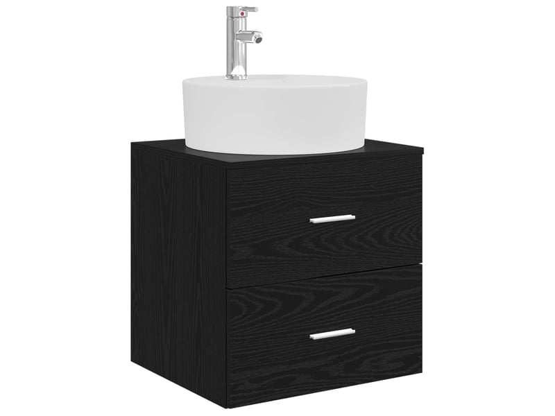 Vanité de lavabo mural, meuble de rangement chêne noir 49.5x44.5x65 cm  - Conforama A