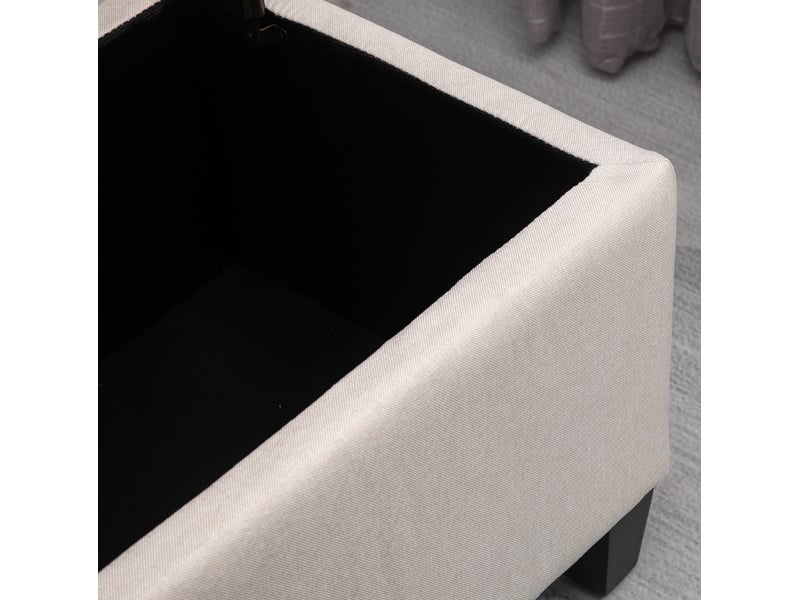  Banc de rangement 100 x 40 x 44 cm, blanc crème, polyester aspect lin, assise rembourrée avec coffre intérieur  - Conforama D