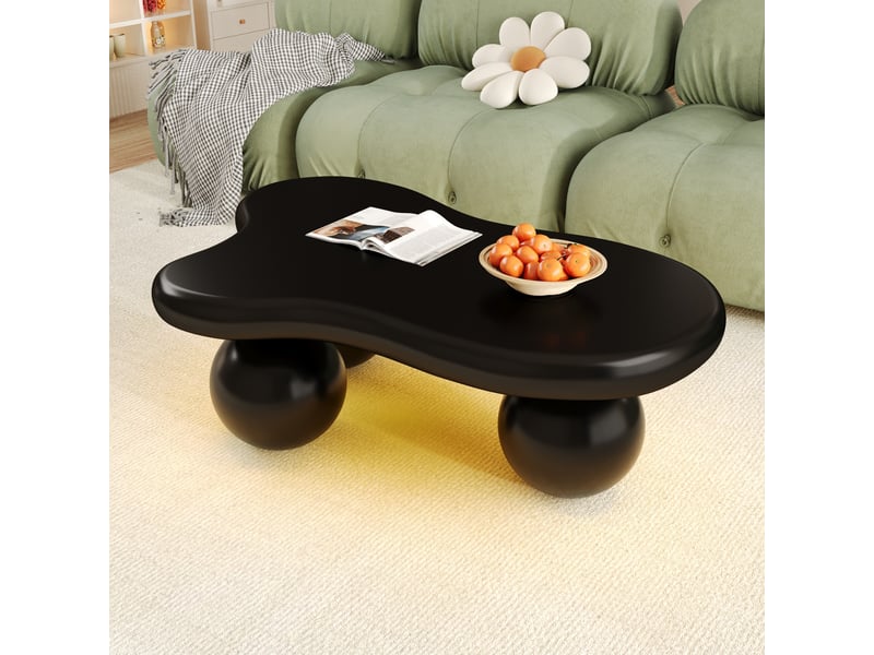  Table basse noire en forme de nuage, led 16 couleurs, mdf, 95 x 62,5 x 32 cm  - Conforama D