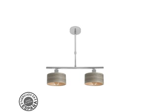 Lampe de plafond fabrilamp gilda chromebois gris 2 x e14 hauteur réglable 39-56 cm 43x14 cm