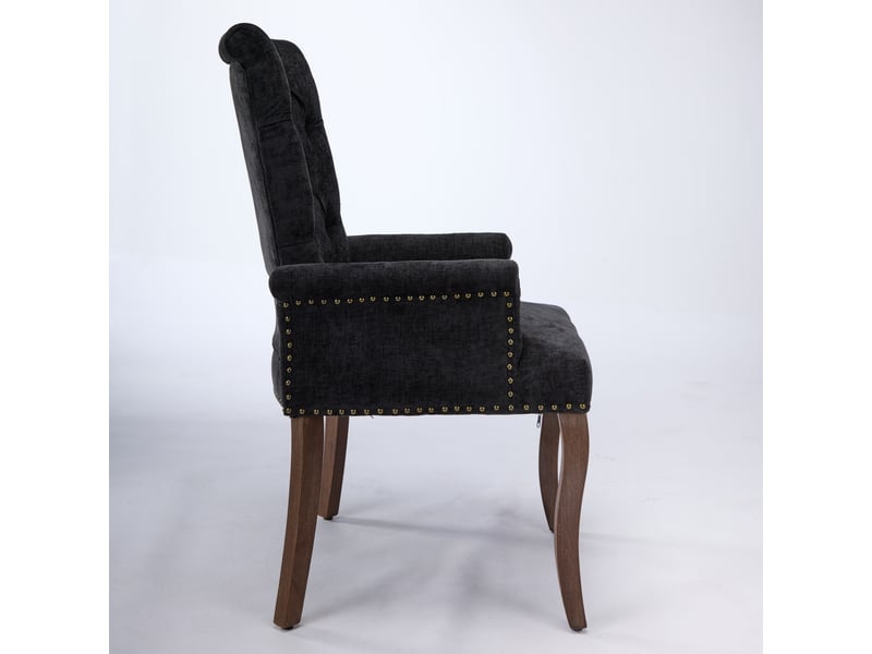  Chaise de salle à manger capitonnée en tissu chenille noir W3223P455751 - Conforama B