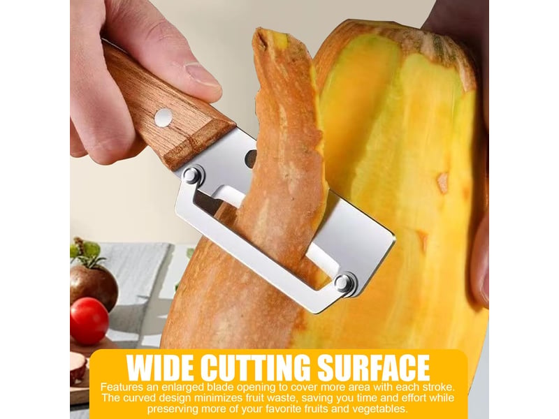  Coupe-oignons verts multifonction et éplucheur, manche robuste en bois massif, outil de découpe et d'épluchage pour la cuisine, éplucheur 3-en-1  - Conforama C